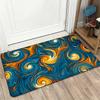 Abstrakter Blau-Orange-Wirbel Fußmatte Willkommensmatte Dekorative Innen-Außen-Hauseingangsteppich Moderner Stilvoller Haushalts Teppich für