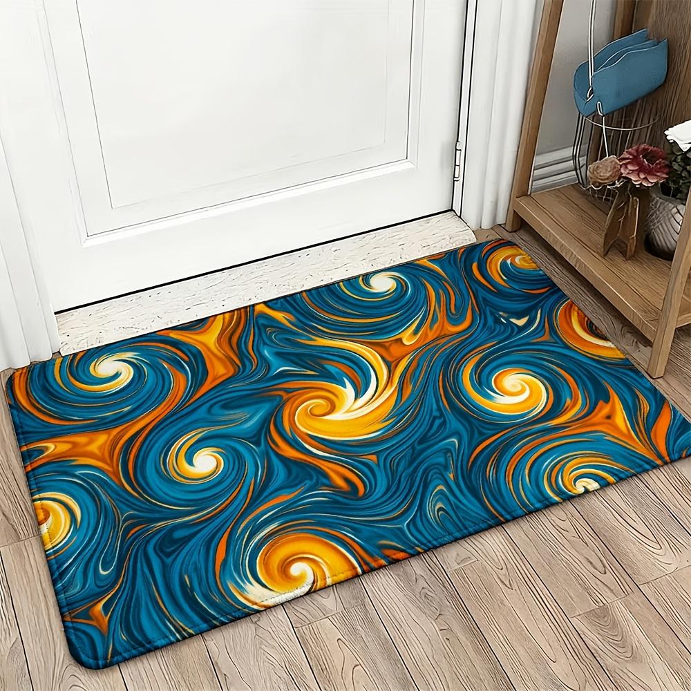 Abstract Blauw Oranje Spiraal Deurmat Welkommat Decoratief Binnen Buiten Huis Entree Tapijt Modern Stijlvol Huishoudelijk Tapijt voor 40x60cm16x24in