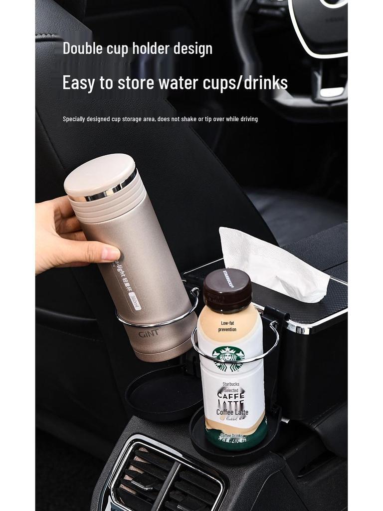Multifunctional Car Armrest Tissue and Cup Holder Organizer