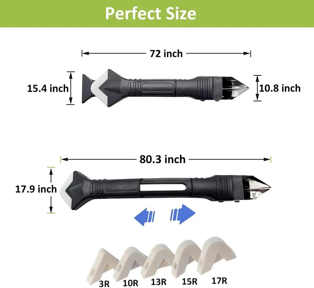 5 In 1 Silicone Spatula Window Cleaning Tool Sealant Smooth Remover Squeegee Caulk Organizer Silicon Scraper Smooth Grout Kit