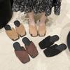 Fashion Low Female Shoes Loafers Fretwork Heels Cover Toe Womens Slippers Outdoor Slides 2025 Flat Retro Shoes Cover Toe Slippers Flat L
