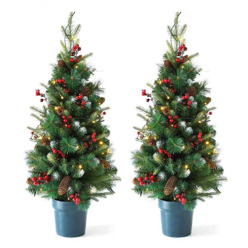 2025 Eco-friendly 90CM Potted Christmas Tree with Ornaments for Home Decoration