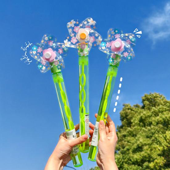 Windmühlen-Seifenblasenstab Große Kapazität Interaktiver Seifenblasenmacher Cartoon Outdoor Sommer Spielzeug für Kinder Seifenblasen-Spielset für Party Picknick Strand