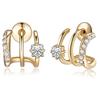 Zircon Stud Earrings with Three-Pronged Curves - Elegant High-End Style