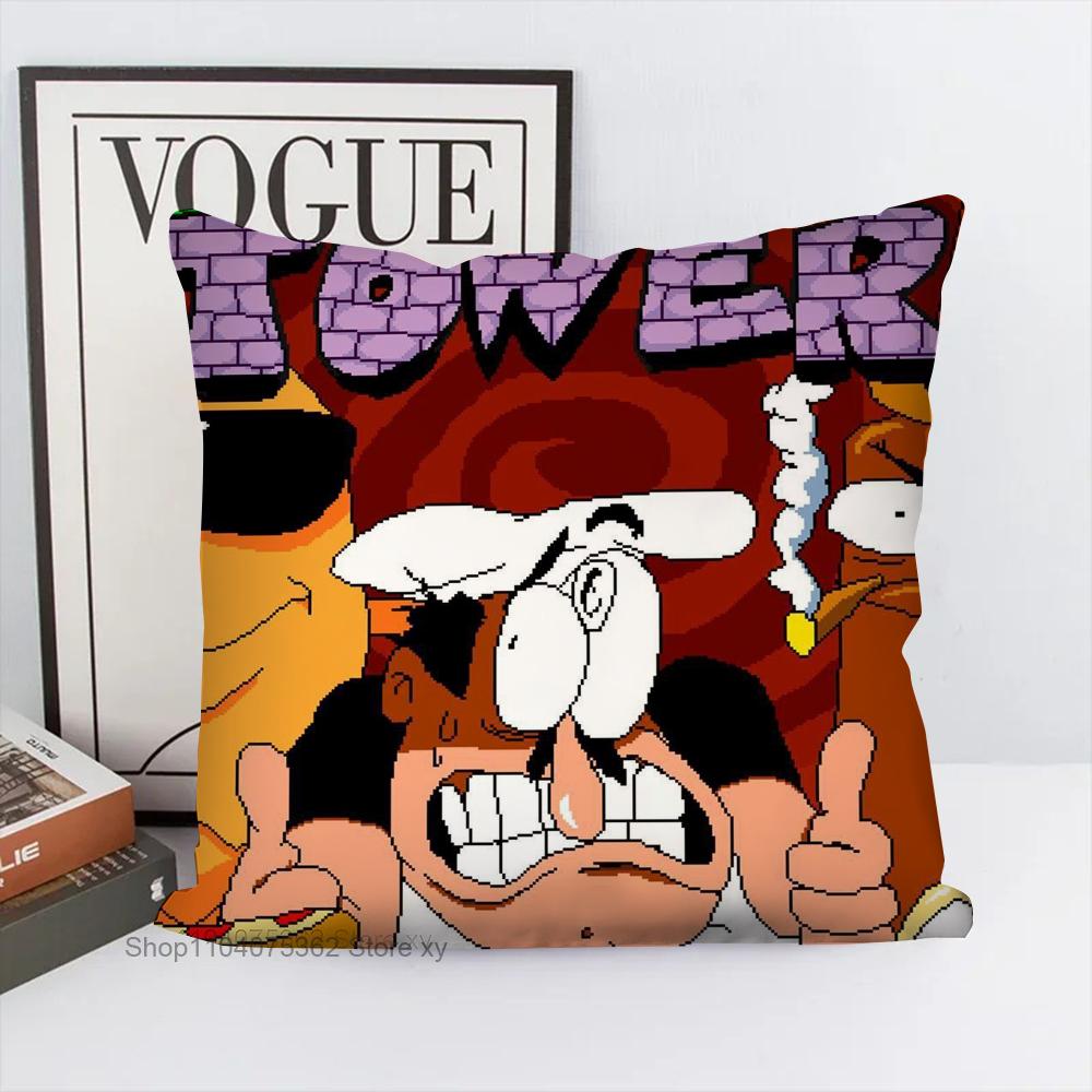 P-Pizza Tower Game Pillow Case Square Pillow Bedroom Sofa Leisure Comfort Cushion Car Living Room Home Decoration