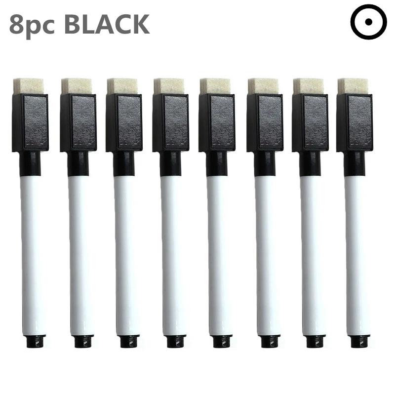 8PC Magnetic Colorful Whiteboard Pen Black White Board Markers Built In Eraser School Supply Childrens Graffiti Drawing Pen