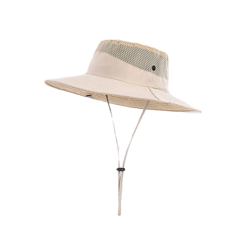 Quick Drying Summer Men'S Bucket Hat Outdoor Uv Protection Wide Border Panama Safari Hunting Hiking Hat Mesh Fisherman'S Hat