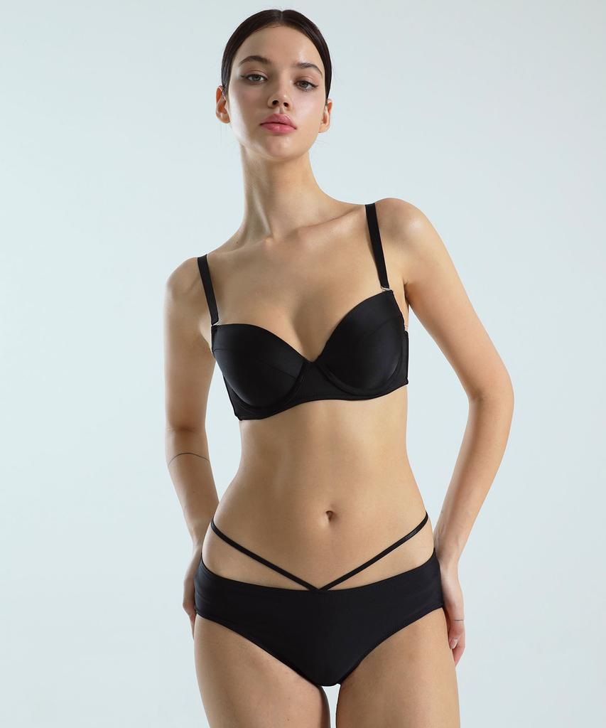 VINAJ V-String Bikini Panties (Black)