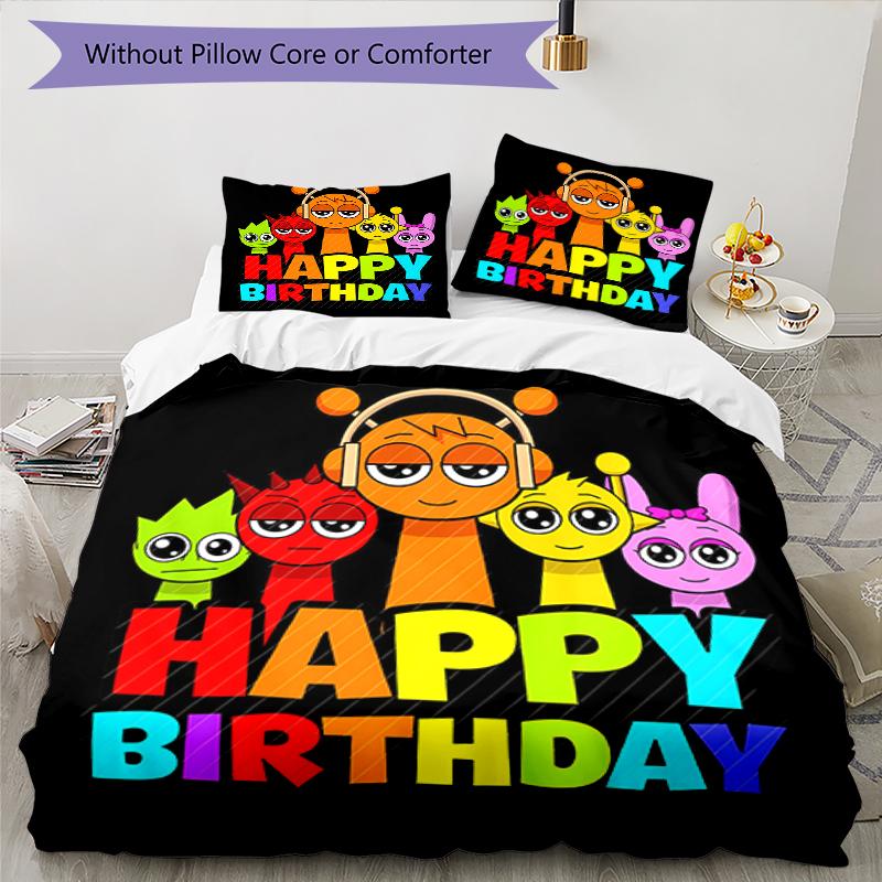 3pcs Sprunki Game3 Pattern Bedding Set Duvet Cover Set Includes Duvet Cover &pillowcases, Perfect All Season Bedroom Decoration & Gift