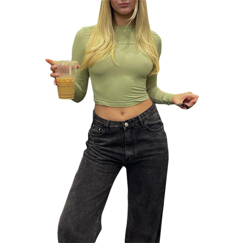 Tricouri de vară cu decolteu O Moda femei Primăvară Partea de jos Top Tricou de bază Cămașă Streetwear Tricou cu mânecă scurtă Îmbrăcăminte de top subțire 24855