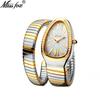 MISSFOX Middle Eastern Style Ladies' Snake Head Bangle Stainless Steel Diamond Watch