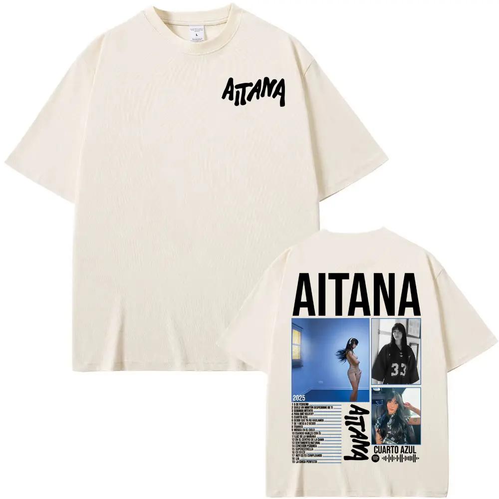 Tricouri Estetice la Modă cu Mânecă Scurtă pentru Bărbați și Femei Bumbac Casual Supradimensionate Tricou Singer Aitana Cuarto Azul Tur Grafic Tricouri