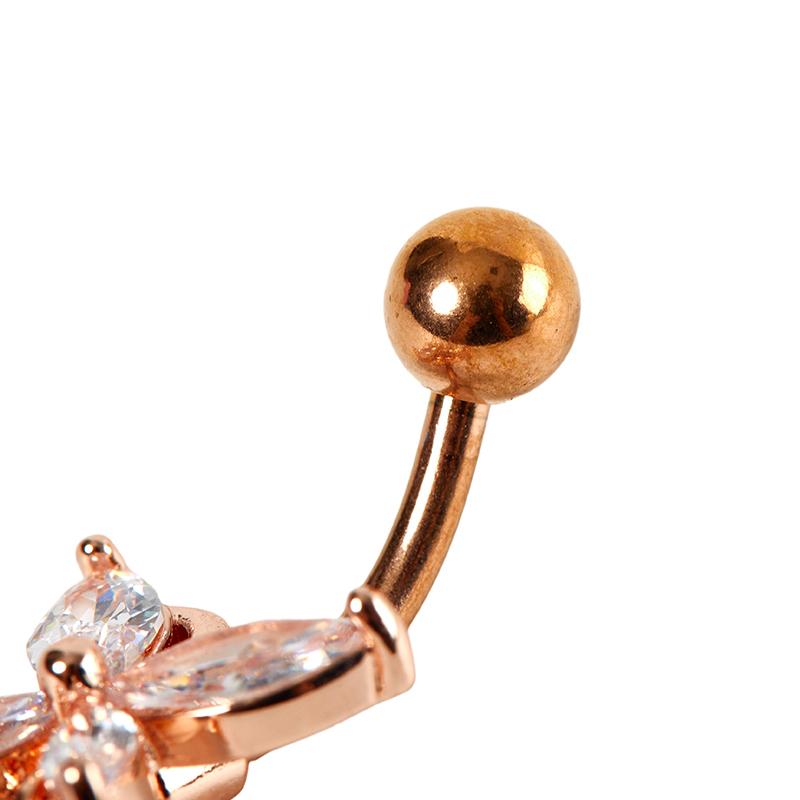Glänzender Schmetterling Blumen Zirkon Anhänger Bauchnabel Ring Körperschmuck