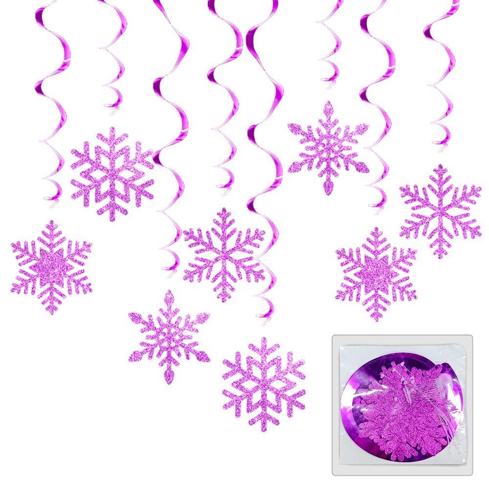 8pcs Swirl Snowflake Hanging Ornament Ceiling Streamers Spirals Hanging Accent Christmas Tree