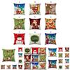 Charming Happy Christmas Linen Sofa Cushion Cover Vibrant Holiday Decoration