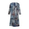Women's Fashionable Casual Long-Sleeved Round Neck Retro Geometric Print Elegant Dress