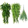 Fake Hanging Plant Artificial Hanging Plant For Indoor Outdoor, 30.7" Artificial Round Leaved Rattan Greenery Plants Home Wall Decoration Supplies