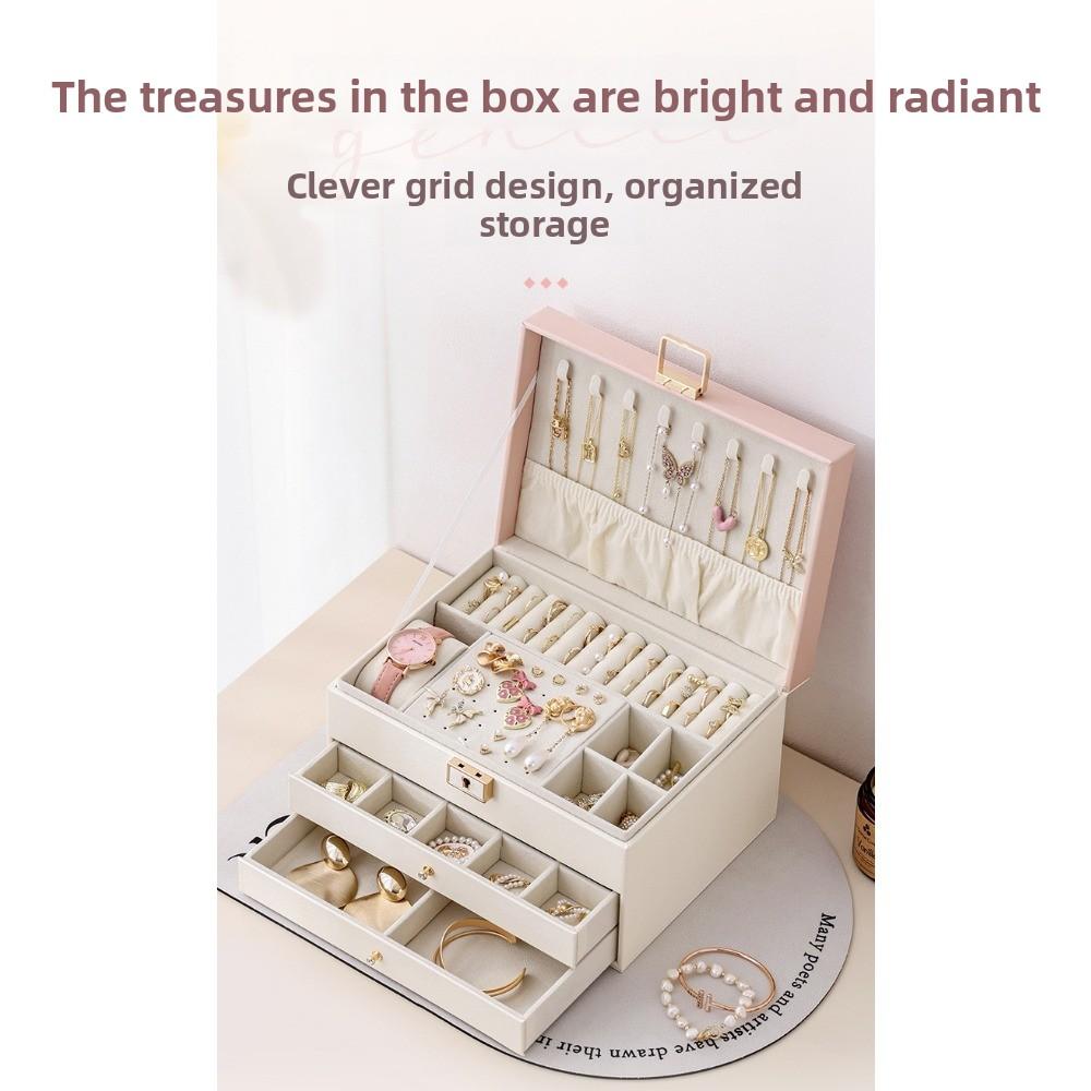 Jewelry Storage Leather Box Multi-layer Large Capacity Drawer Home Jewelry Box Ring Earrings Box Jewelry