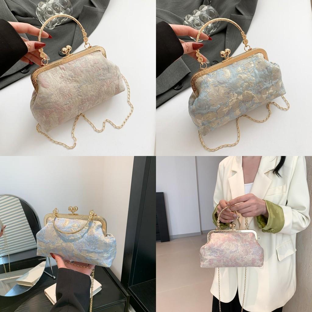 Trendy Chic Vintage-inspired Pink Shell Clutch Bag 2024 New Canvas Shoulder Bag