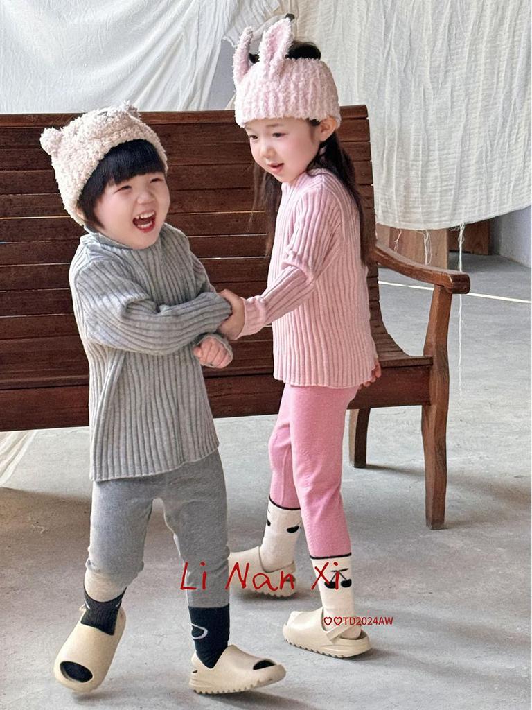 Children's Fleece-Lined Autumn Pants with Knee Pads - Warm, One-Piece Base Layer for Boys and Girls