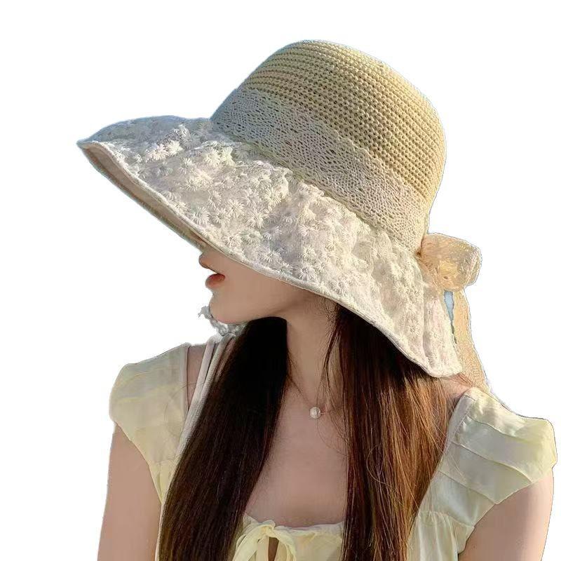 Straw Woven Foldable Butterfly Visors: Women's Summer Sun Protection Beach Hats