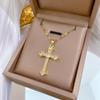 Cross Zircon Light Luxury Temperament Gorgeous Full Diamond Necklace Female Versatile Collarbone Chain Titanium Steel Chain