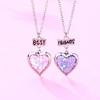 2x/Set Heart-shaped Pendant Necklace Best Friends Necklaces Photo Box Necklaces