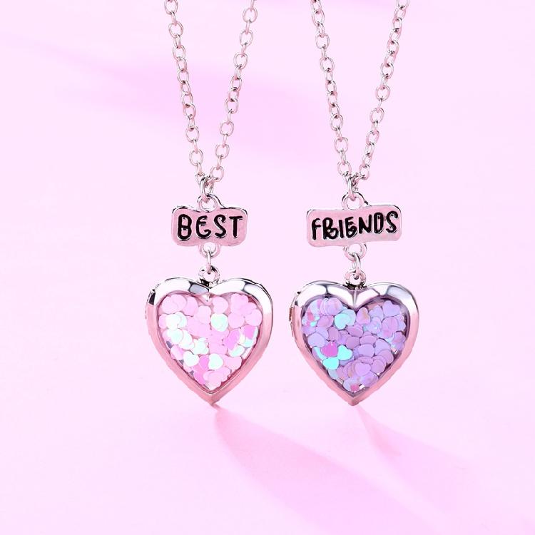 2x/Set Heart-shaped Pendant Necklace Best Friends Necklaces Photo Box Necklaces