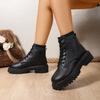 Fashion Short-thigh Boots Autumn New Round Toe Front Lace-up Platform Non-slip Wear-resistant Block Heel Boots