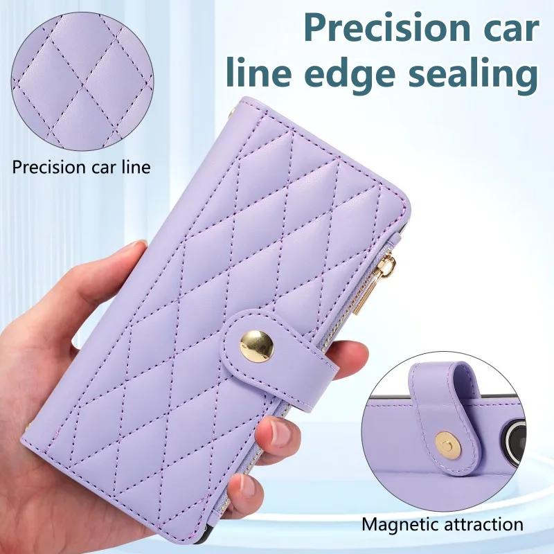 Crossbody Wrist Strap Wallet with Card Holder Phone Case for Samsung Galaxy Z Fold 7 6 5 4 Fold6 Fold5 Fold4 Fold3 Leather Cover