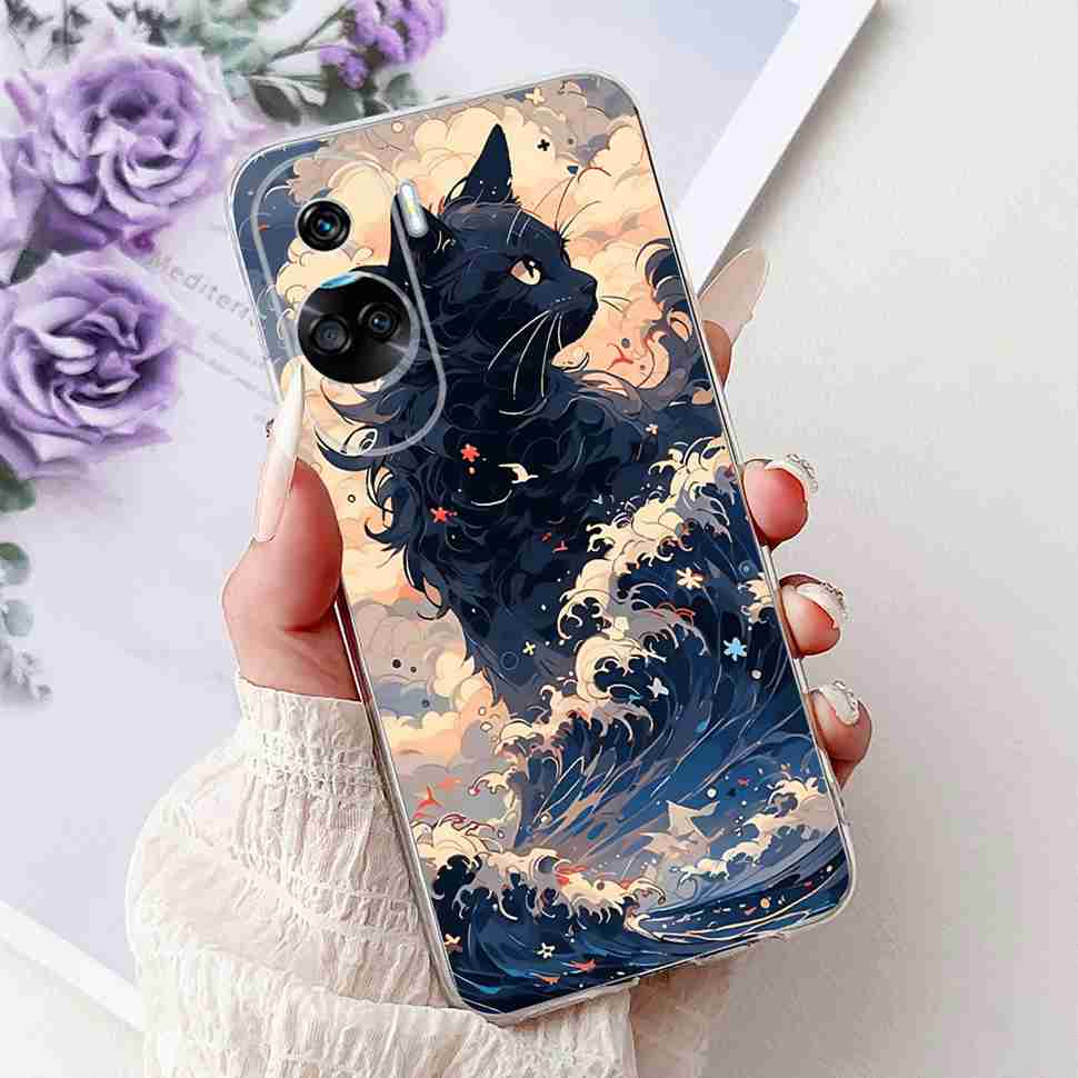 For Huawei Honor 90 Lite Case New Painted Flowers Soft Silicone TPU Cover For Honor 90 Lite CRT-NX1 6.7" Shockproof Phone Cases
