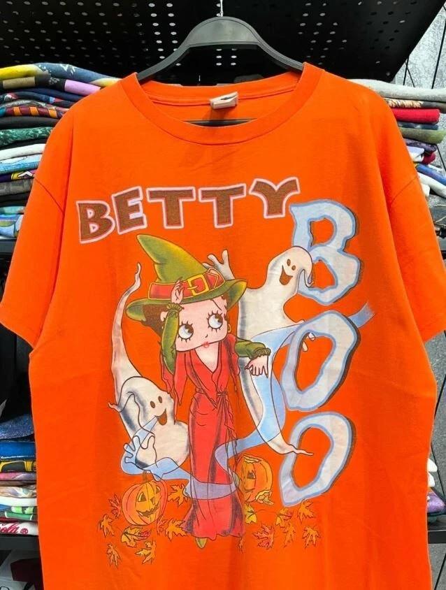 Betty Boop ‘Halloween’ Cartoon 90s Orange Basic T shirt Men Women Size S-4XL Unisex T-Shirt S