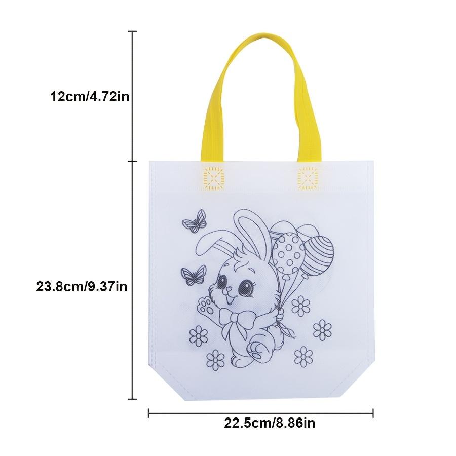 10Pcs Easter Non-Woven Graffiti Bags Double-Sided Egg & Rabbit DIY Painting Handbags for Mother's Day Easter Party Gifts ZSY