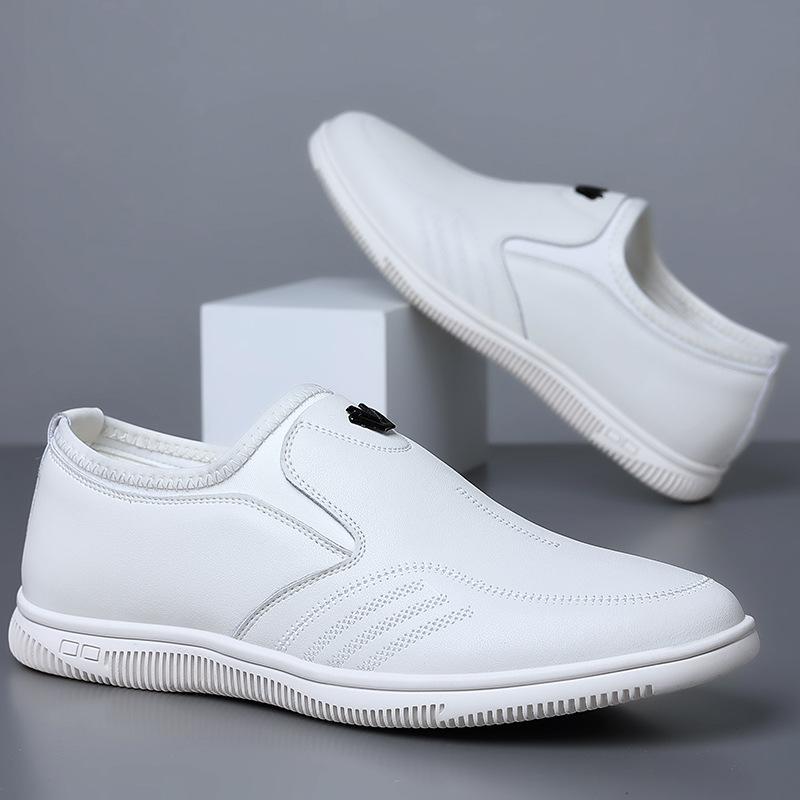 

Leather shoes men s summer soft leather cowhide men s business casual leather shoes soft sole foot cover non-slip leather shoes 44 белый