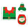 3-Piece Set Christmas Toilet Seat Cover - Santa Claus Snowman Toilet Cover Set - Floor Mat, Tank Lid Cover, Tissue Holder