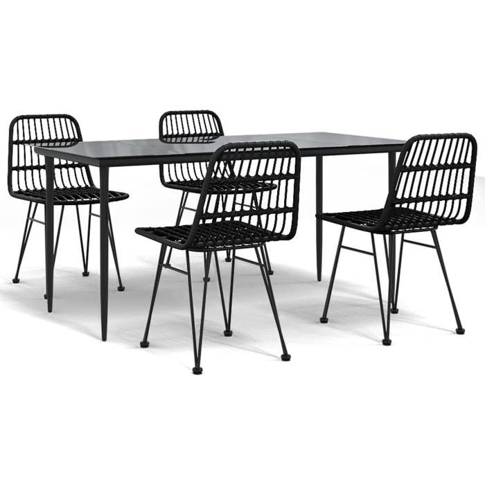 VidaXL Ensemble à manger de jardin 5 pcs Noir Résine tressée, ensemble de patio, ensemble bistro de jardin, ensemble de 3157883