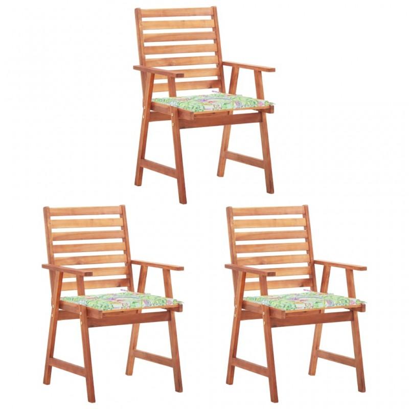 Day and Night - Day and Night Garden Dining Chairs 3 Units Solid Acacia Wood and Cushions