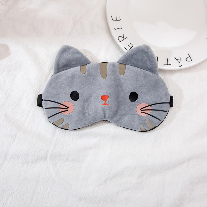 Plush Cartoon Cat Iron-on Cold Hot Compress Sleep Eye Mask Children's Universal Winter Home Outdoor Light Blocking