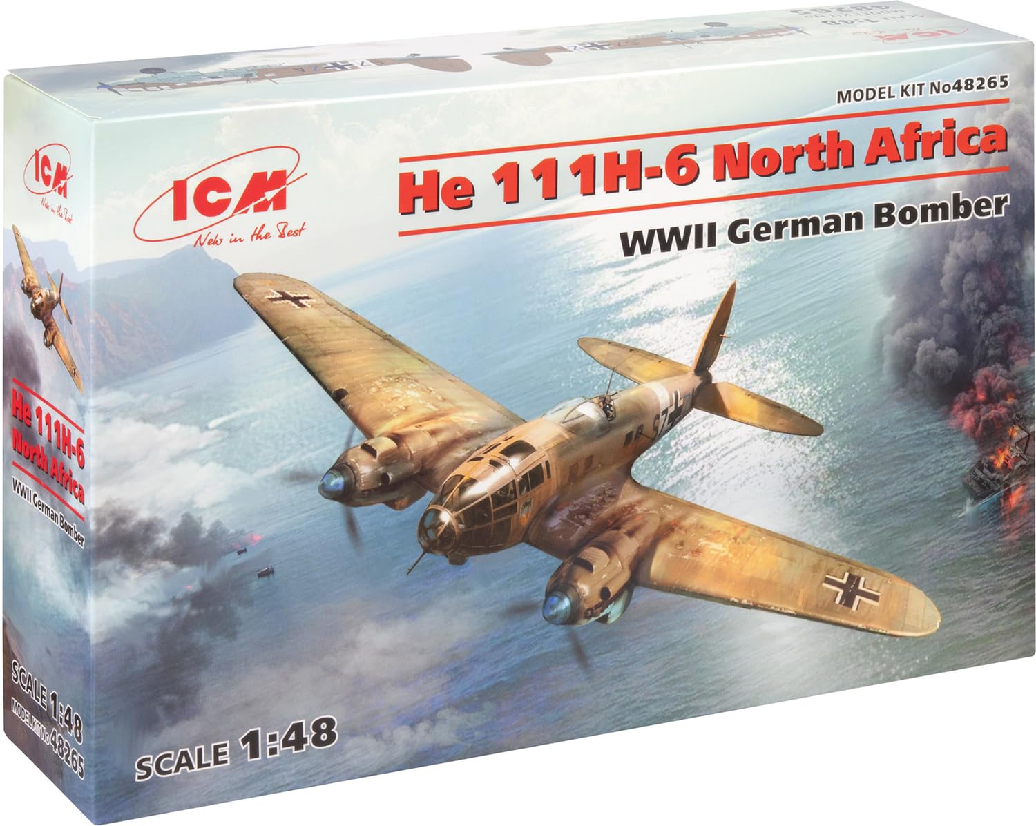 

ICM 1/48 scale German Air Force Heinkel He 111 H-6 Bomber North Africa Plastic Model Kit 48265