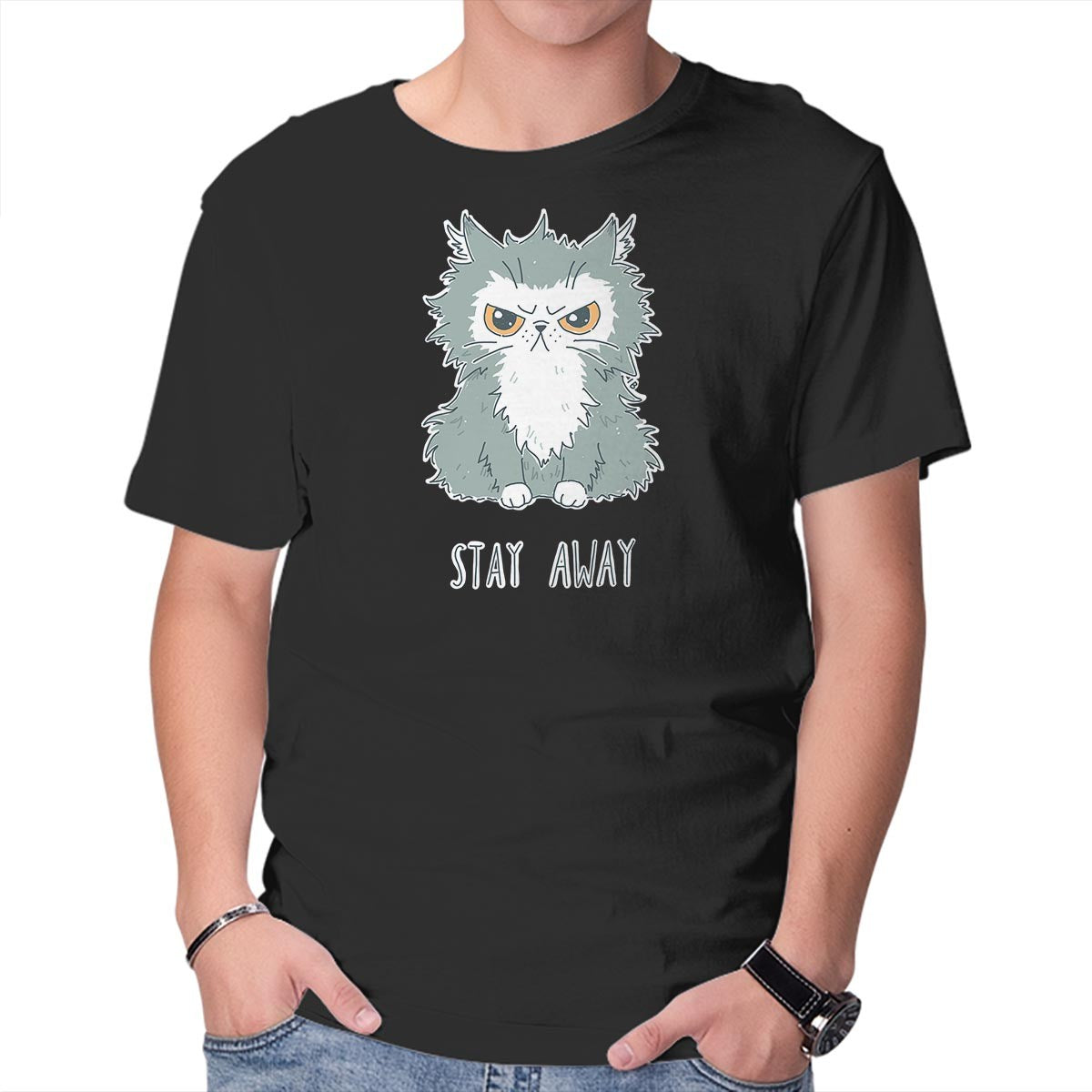 Unisex Crew Neck T-Shirt Stay Away Graphic Short Sleeve Casual Tee XL