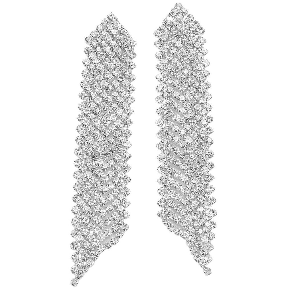 Explosive Geometric Beveled Rhinestone Long Earrings