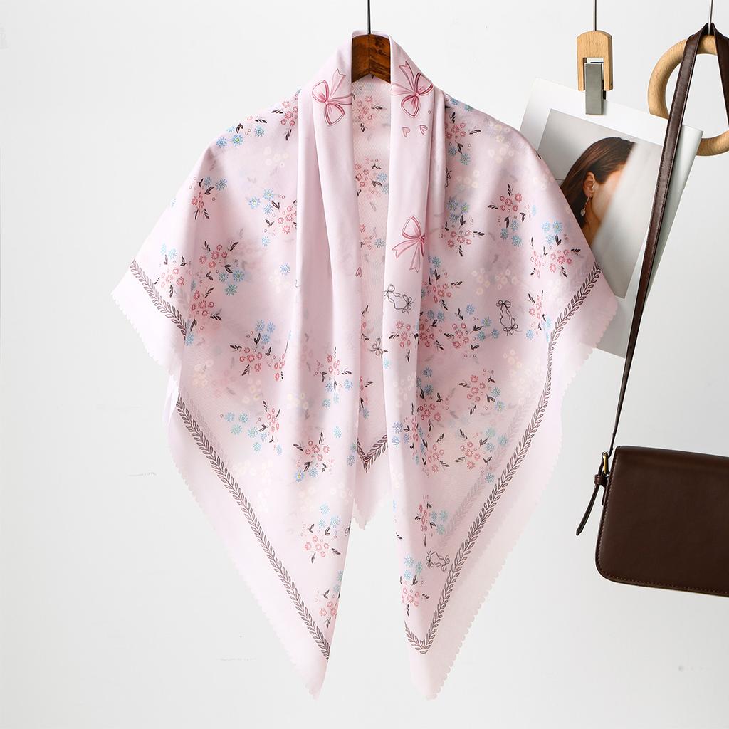 Blumenmuster Wellen Viskose Quadratisches Tuch Muslimische Hijabs Baumwoll Kopftuch Damenmode Malaysia Taschentuch Foulard 110*110cm