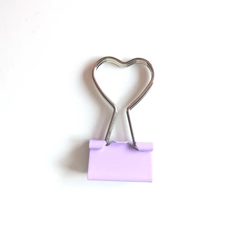 Creative Pink Clip Heart Hollow Out Metal Binder Clips Notes Letter Paper Clip Office Supplie