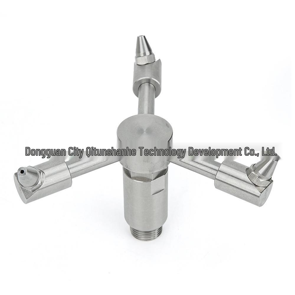 Three-Head Rotating Spray Nozzle for Fan-Shaped Bottle and Can Cleaning with Extension Rod for Food Can Rinsing and Car Wash.