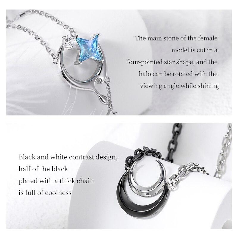 Thaya Corrente de Elo Colares Românticos Femininos Colares com Pingente de Estrela e Lua Gargantilha Design Original Adorável Joias Finas Para CasalCorrente Fofa