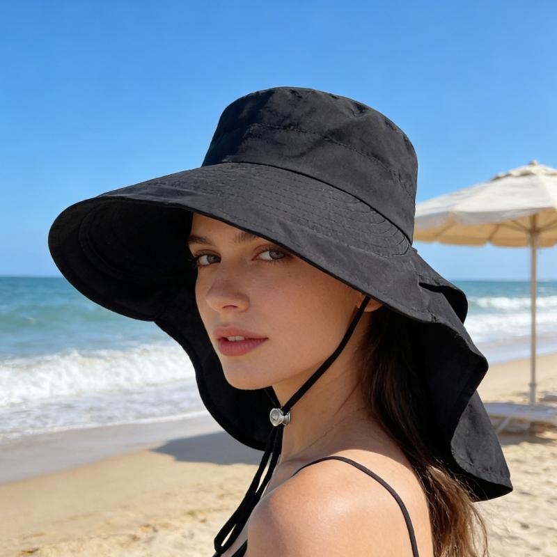 Sun Protective Wide Brims Fisherman Hat With Large Neck Covers For Outdoor Activity Hiking And Beach Camping Accessory