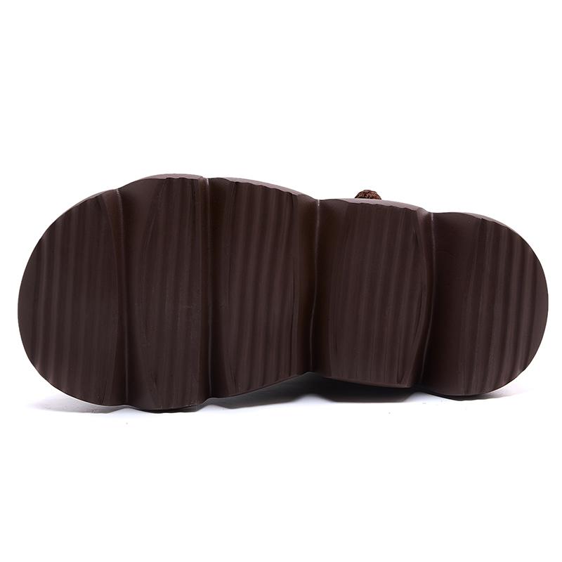 Móda GKTINOO Ručně vyráběné kozačky do půl lýtka Platforma Dámské Pravá kůže Krátké kozačky Kulatá špička Zvyšující výšku Silná podrážka Dámské boty