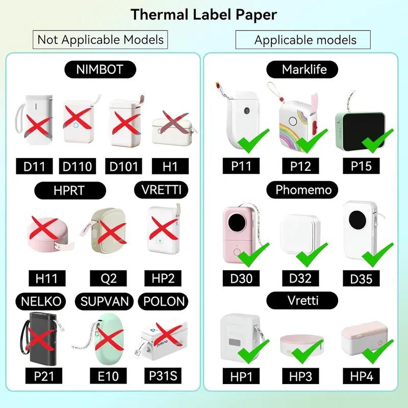 P15 Label Printer Sticker 12*40mm Label Tape Thermal Printer Paper 160pcs/roll Compatible Phomemo D30 Marklife P12 P11 Labelle
