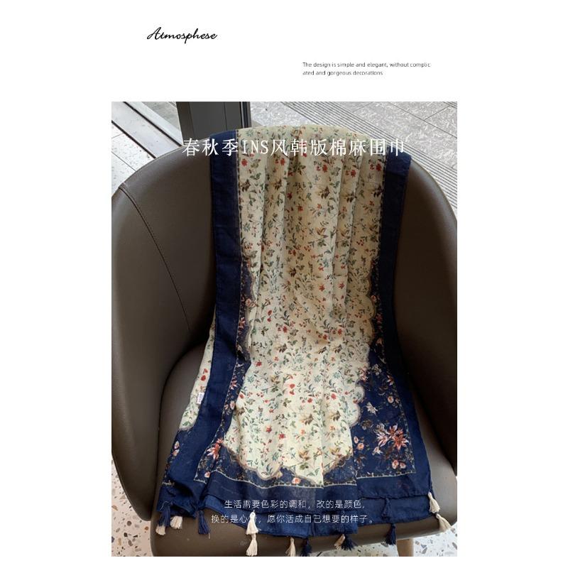 Vintage Floral Long Scarf For Women Beach Shawl Lightweight