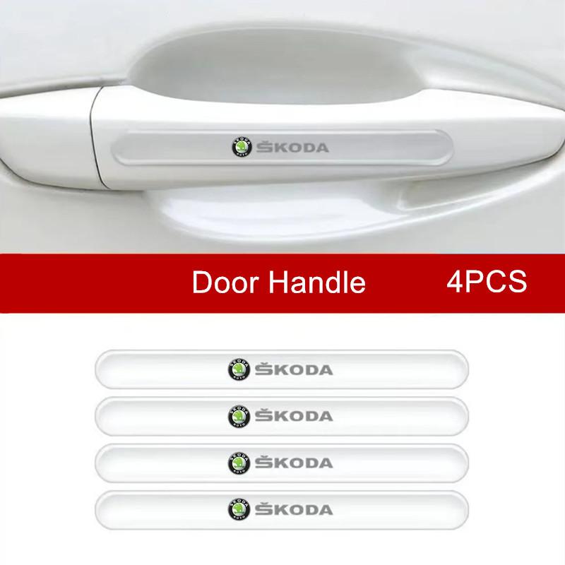 Transparent Door Bowl Film Clear Door Cup Handle Guard Stickers Reusable Exterior Protective Decal For Skoda Series Vehicles
